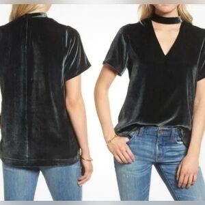 Madewell Medium Green Velvet Choker Top ~ Holiday Festive Y2K
